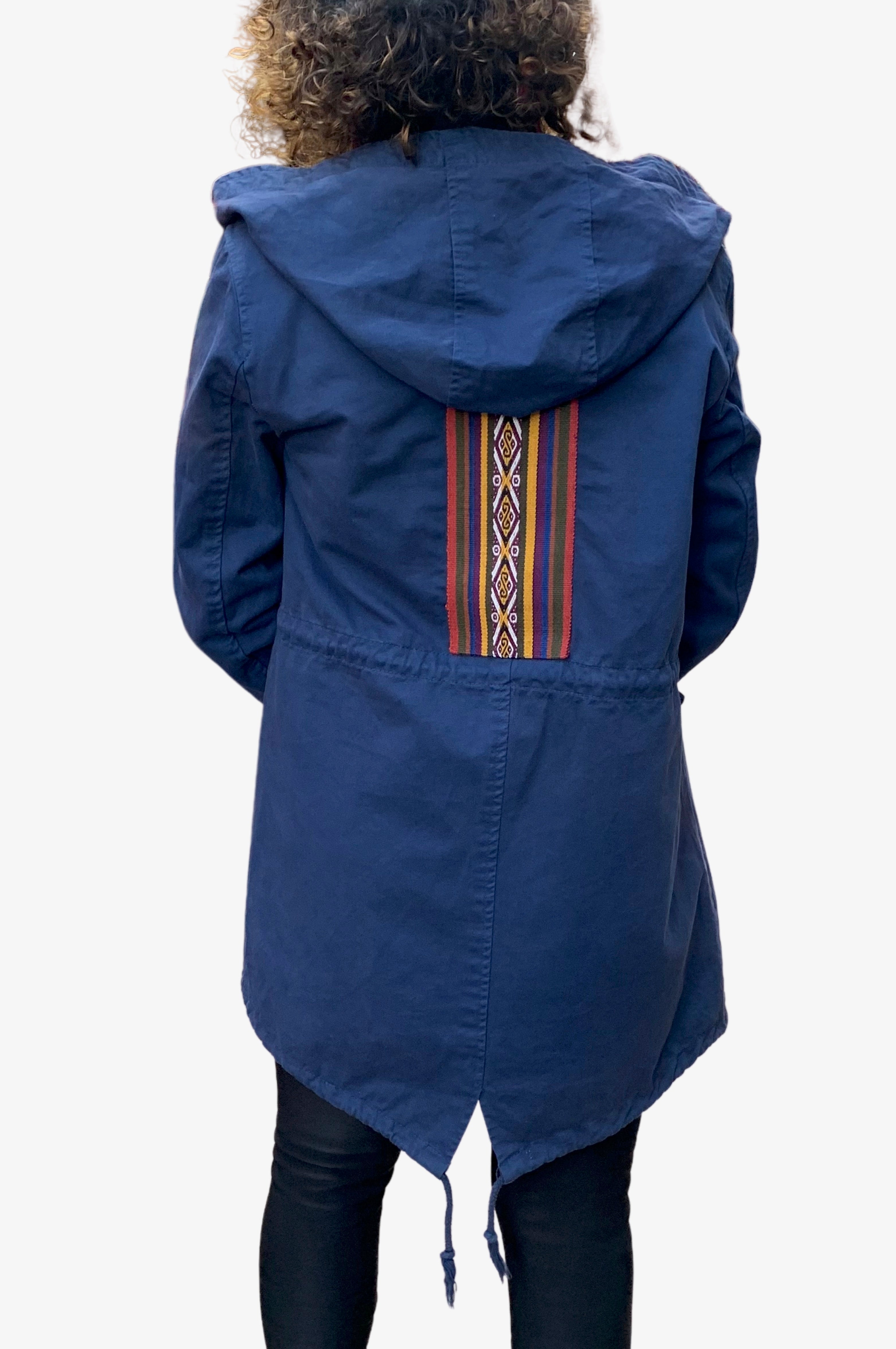 Upcycled blue parka jacket