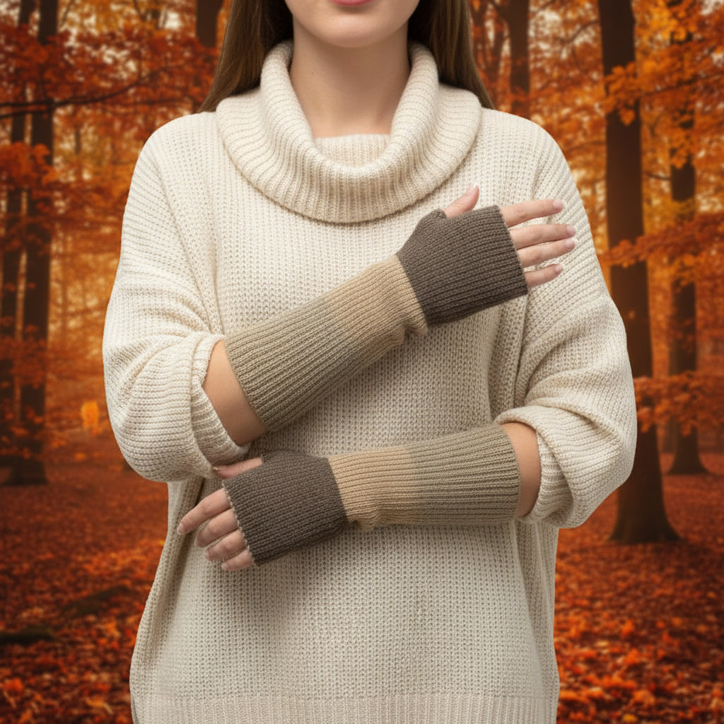 100% baby alpaca hand warmers in beige