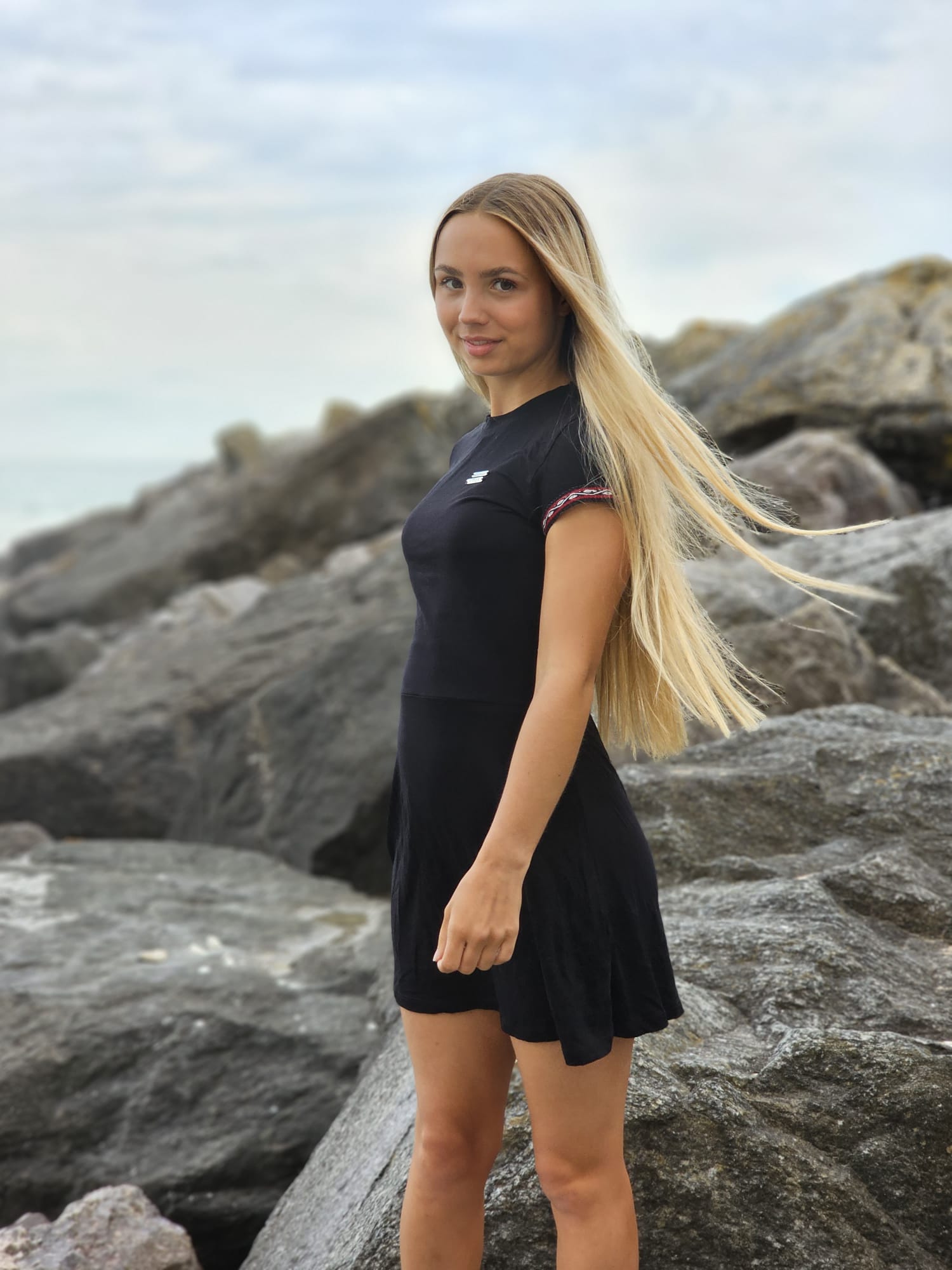 little black skater dress Square Neck Puff Hem Skater Dress In Black | EGO US