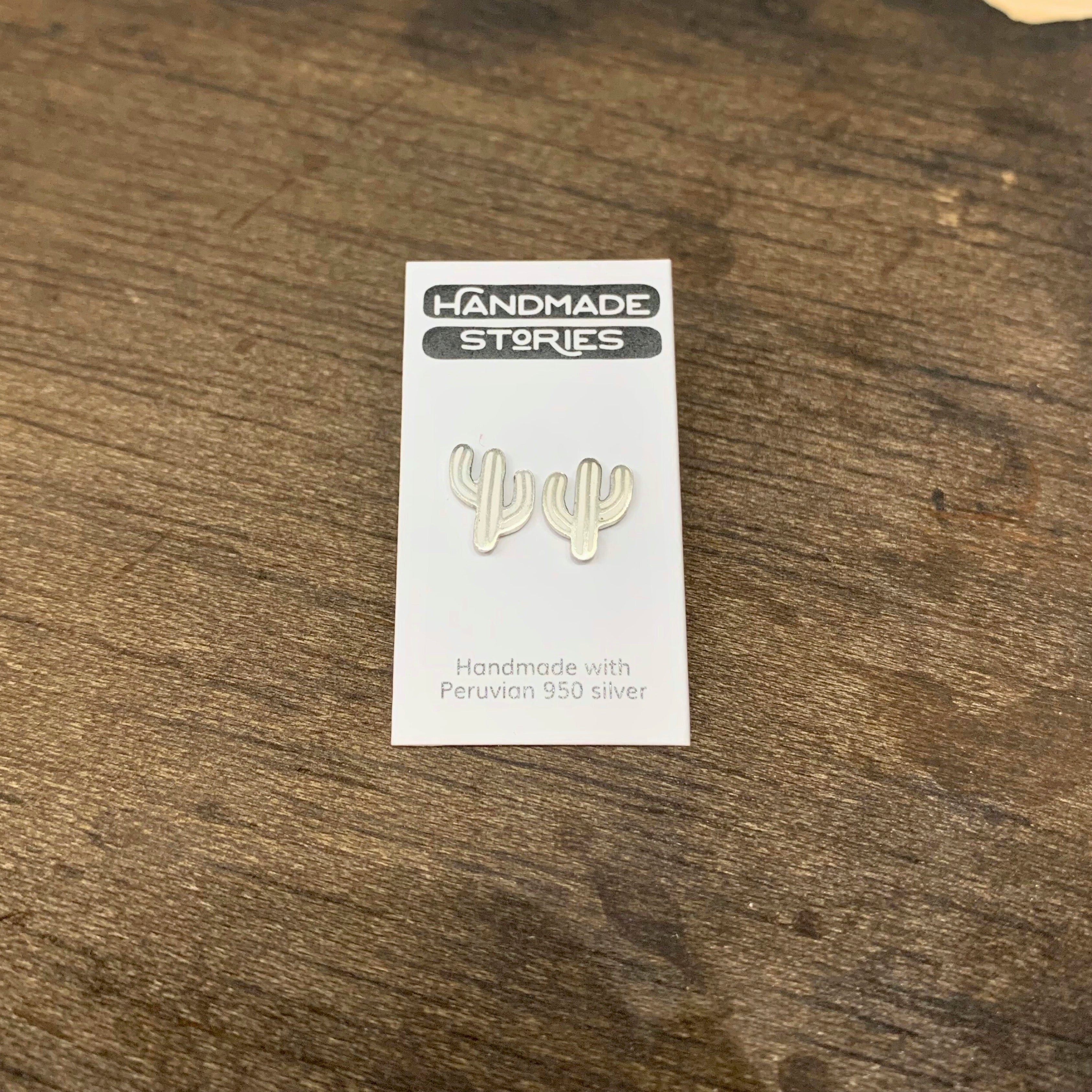 Cactus stud earrings Peruvian silver 950