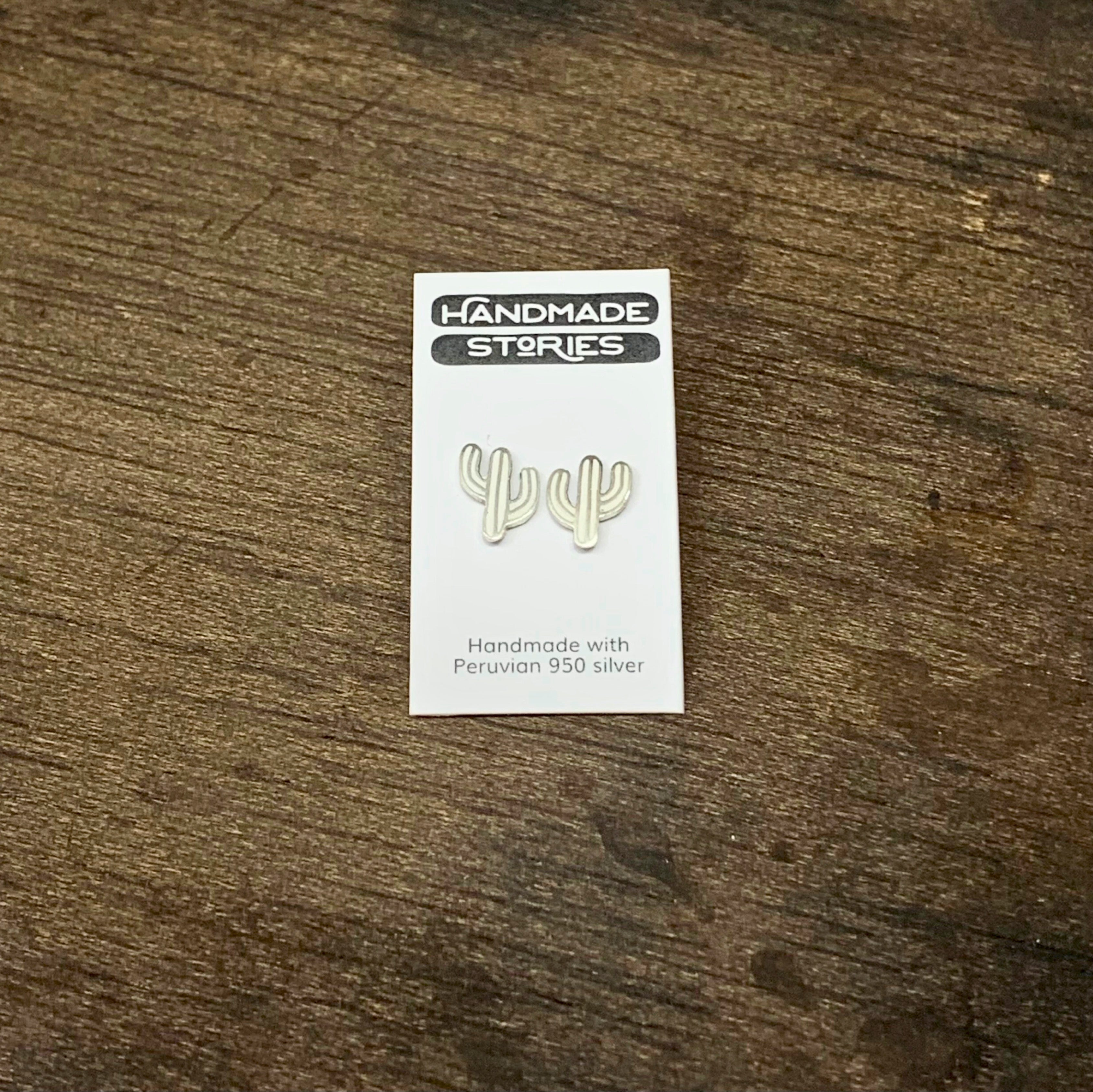 Cactus stud earrings Peruvian silver 950