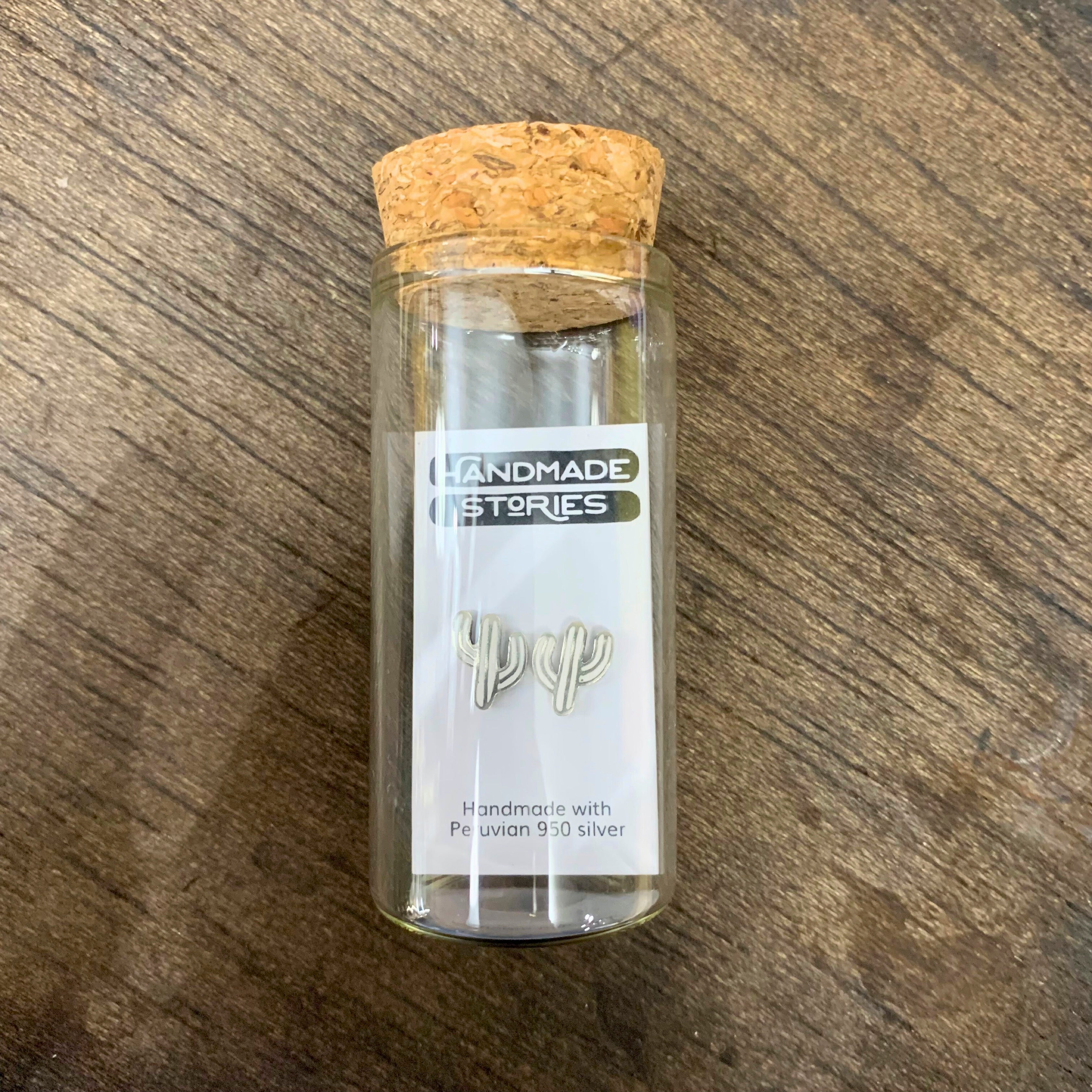 Cactus stud earrings Peruvian silver 950