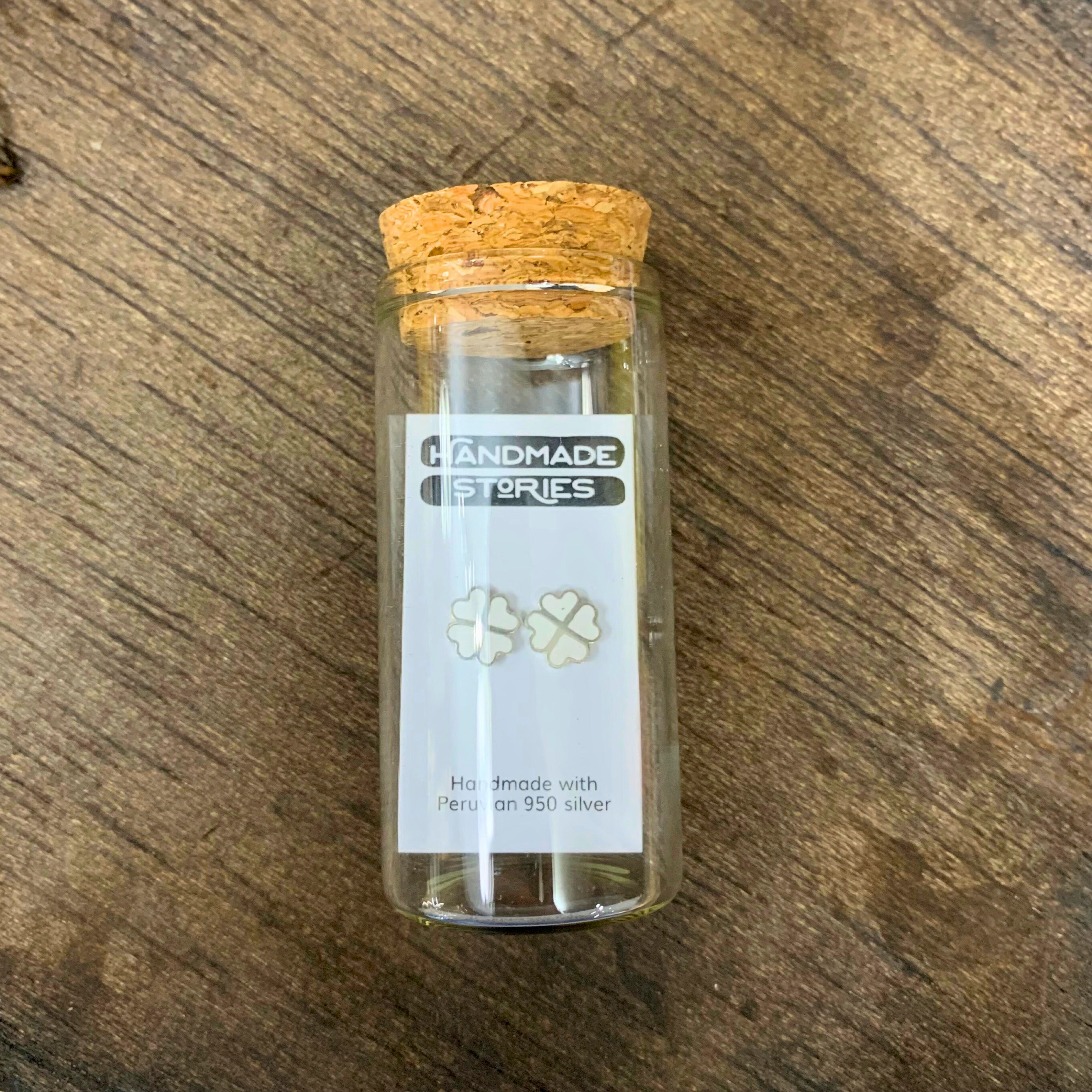 Clover stud earrings Peruvian silver 950