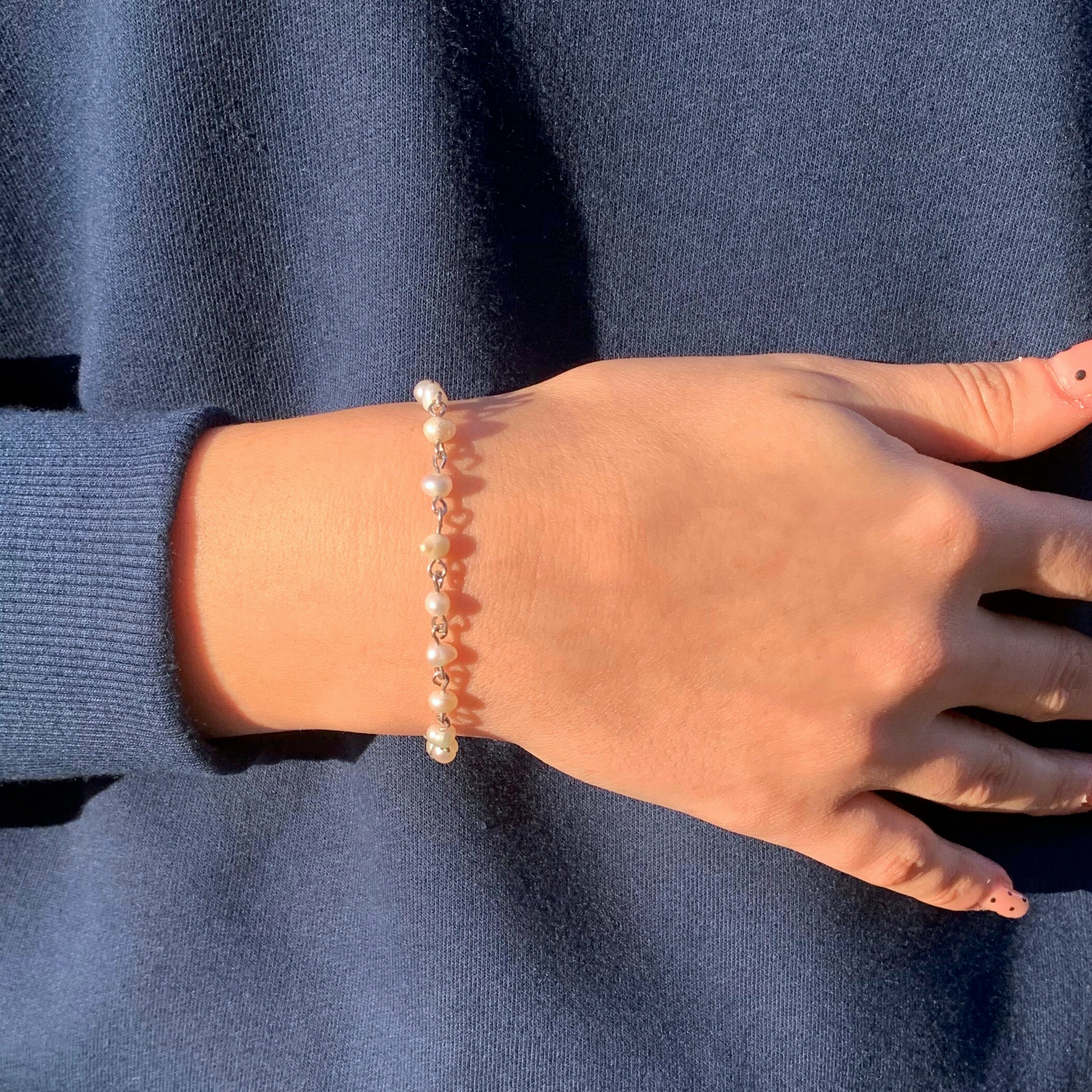 Fresh pearls and silver 950 bracelet