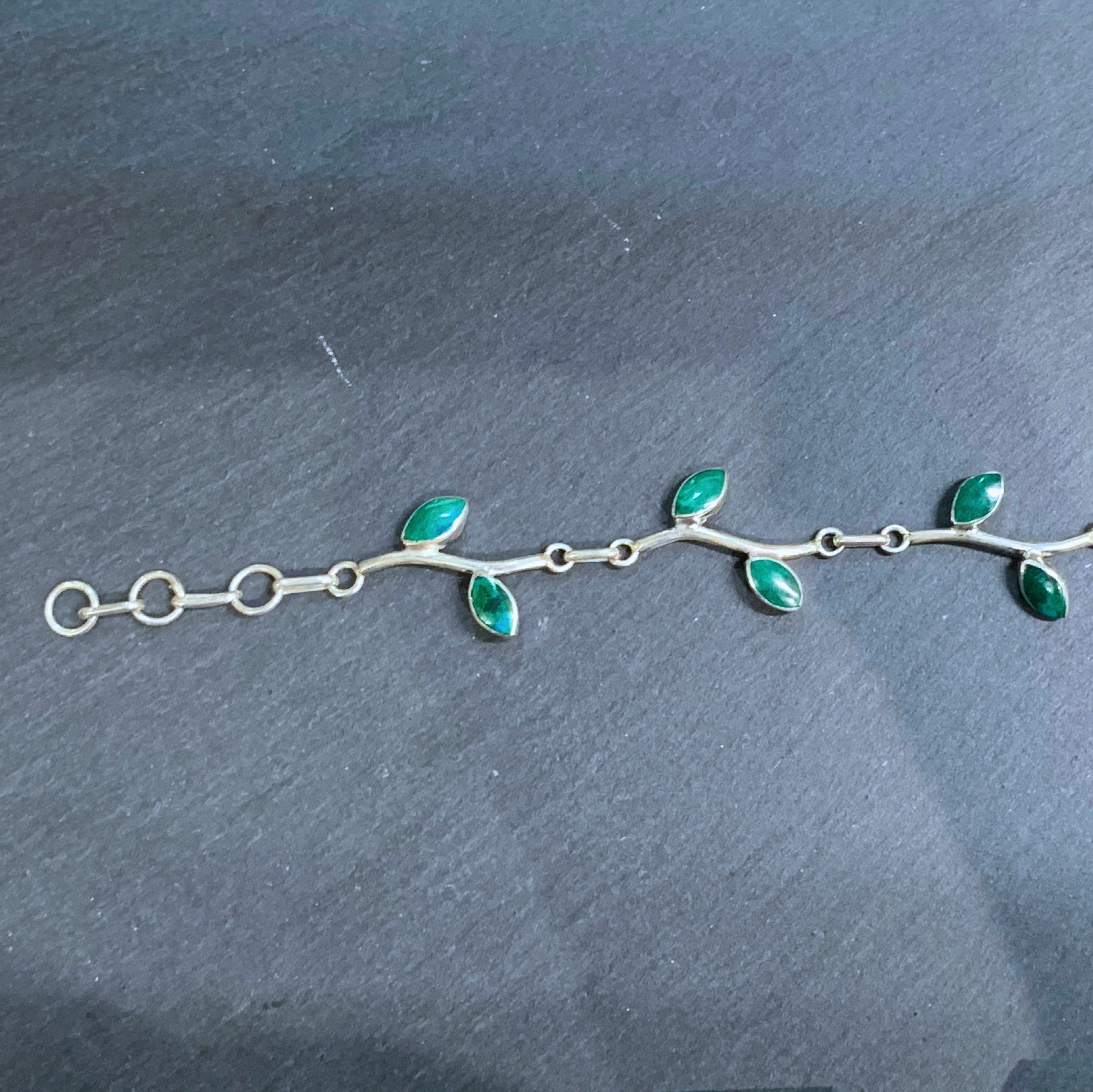 Leaf chrysocolla and silver 950 bracelet