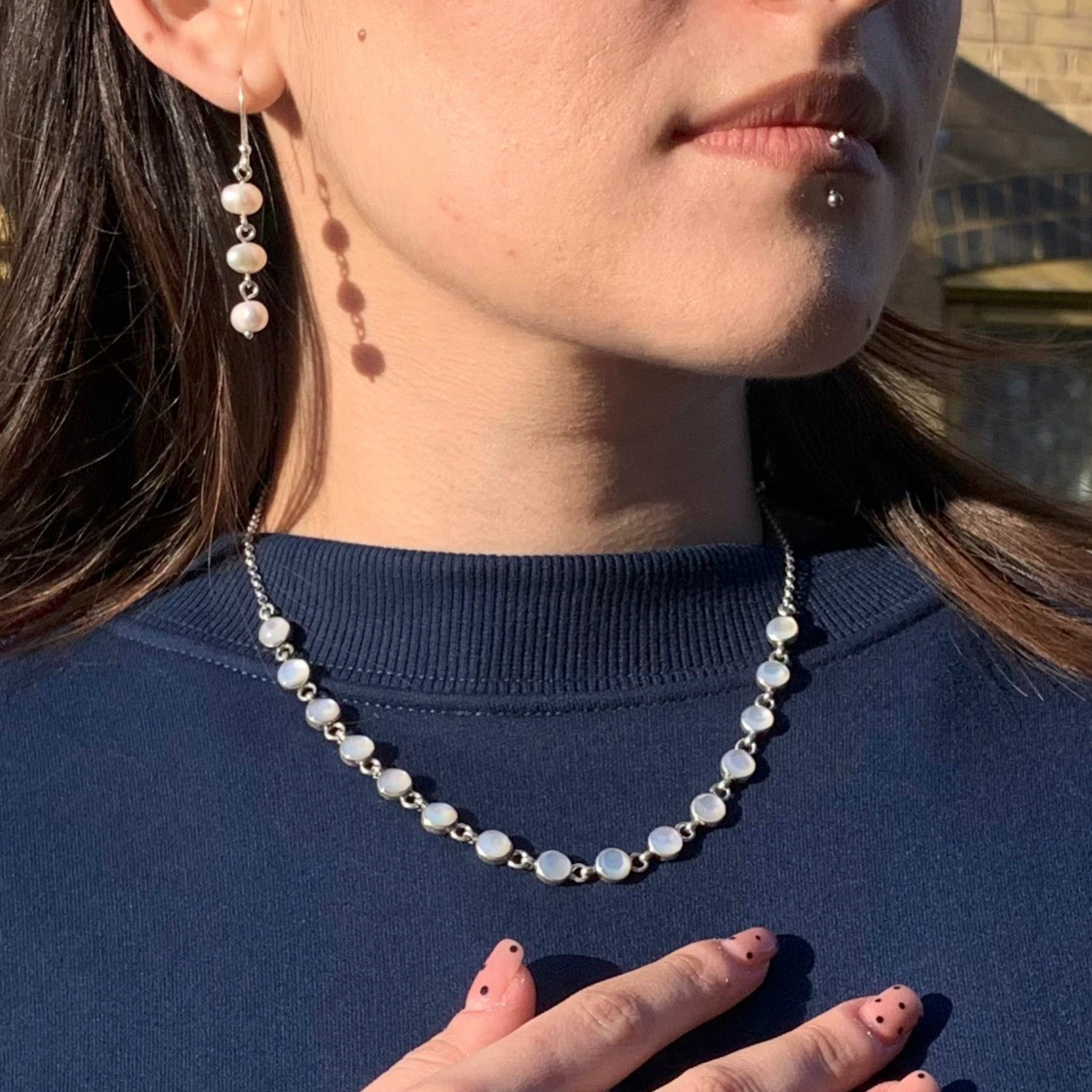 Mother of pearl and silver 950 classic necklace