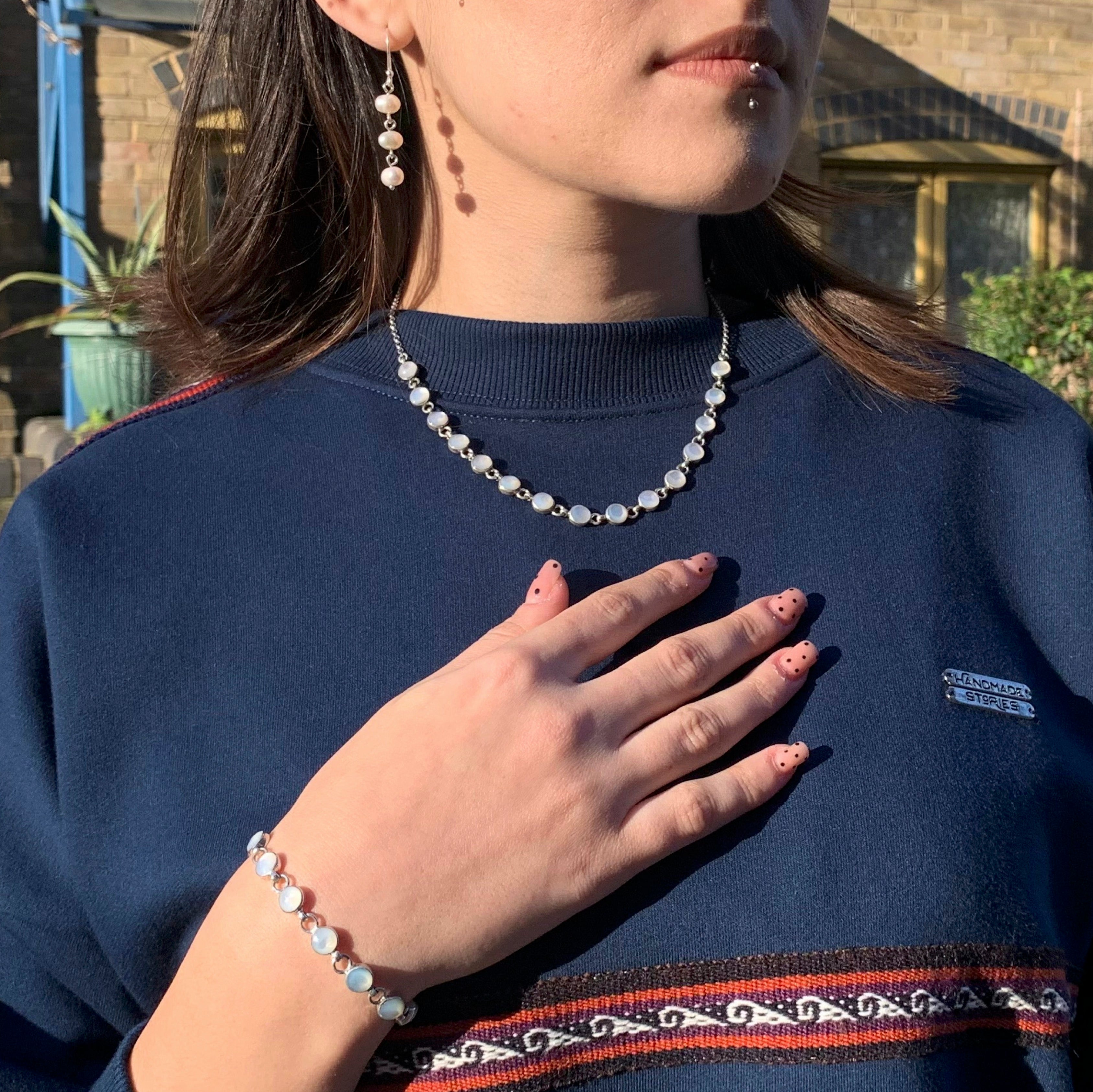 Mother of pearl and silver 950 classic necklace