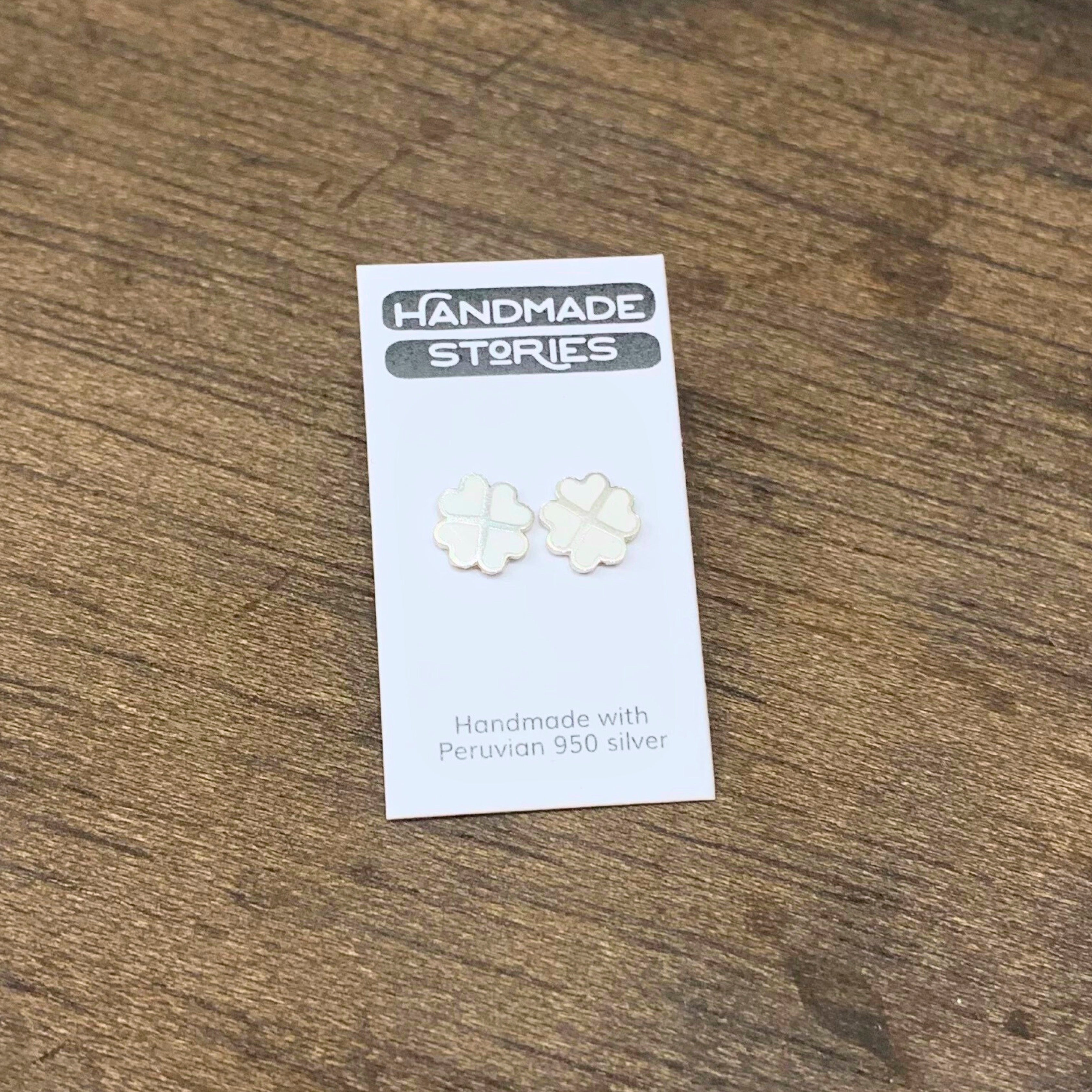 Clover stud earrings Peruvian silver 950