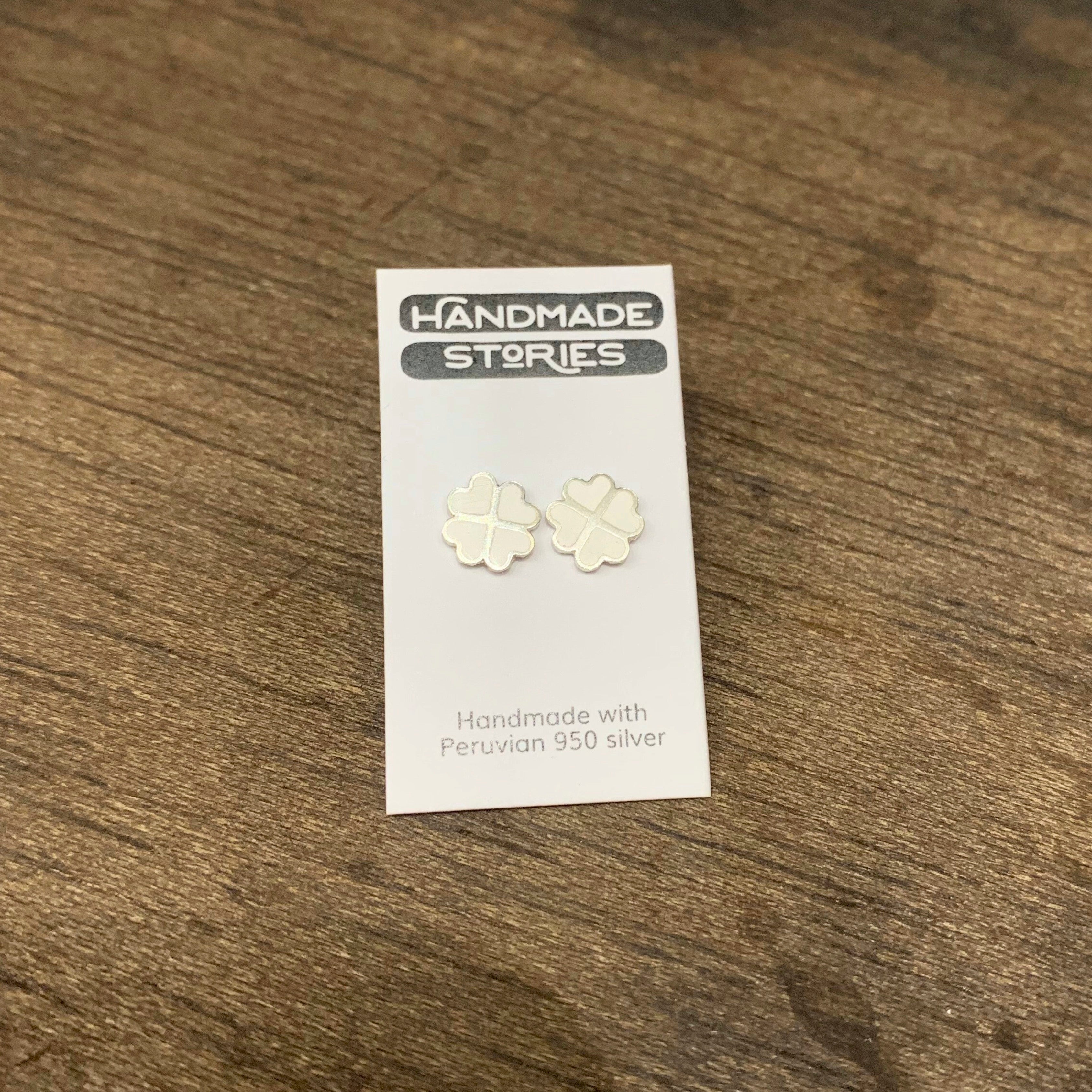 Clover stud earrings Peruvian silver 950