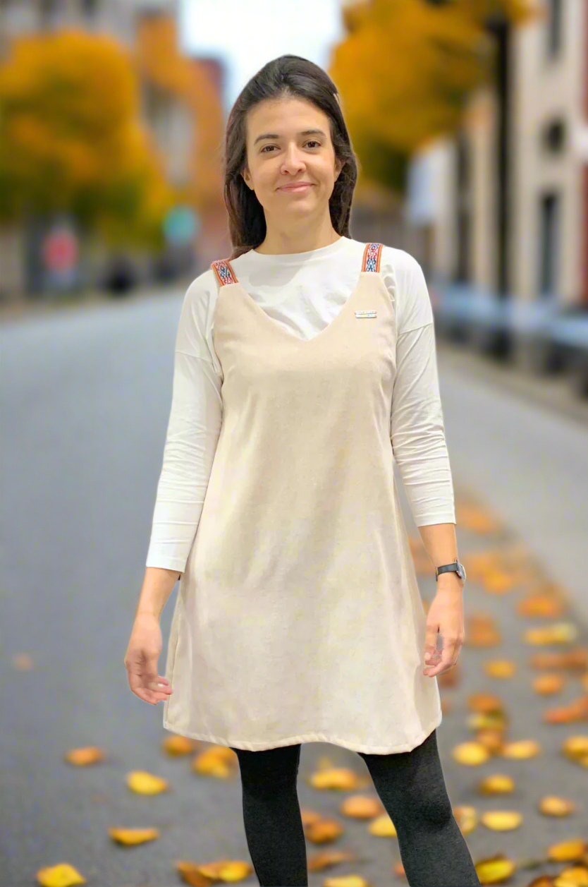 beige corduroy dress Organic Corduroy V-Neck Mini Dress United By Blue