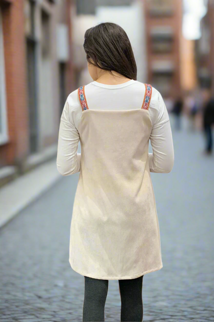 Beige corduroy v neck dress Handmade Stories Beige corduroy v neck dress Handmade Stories