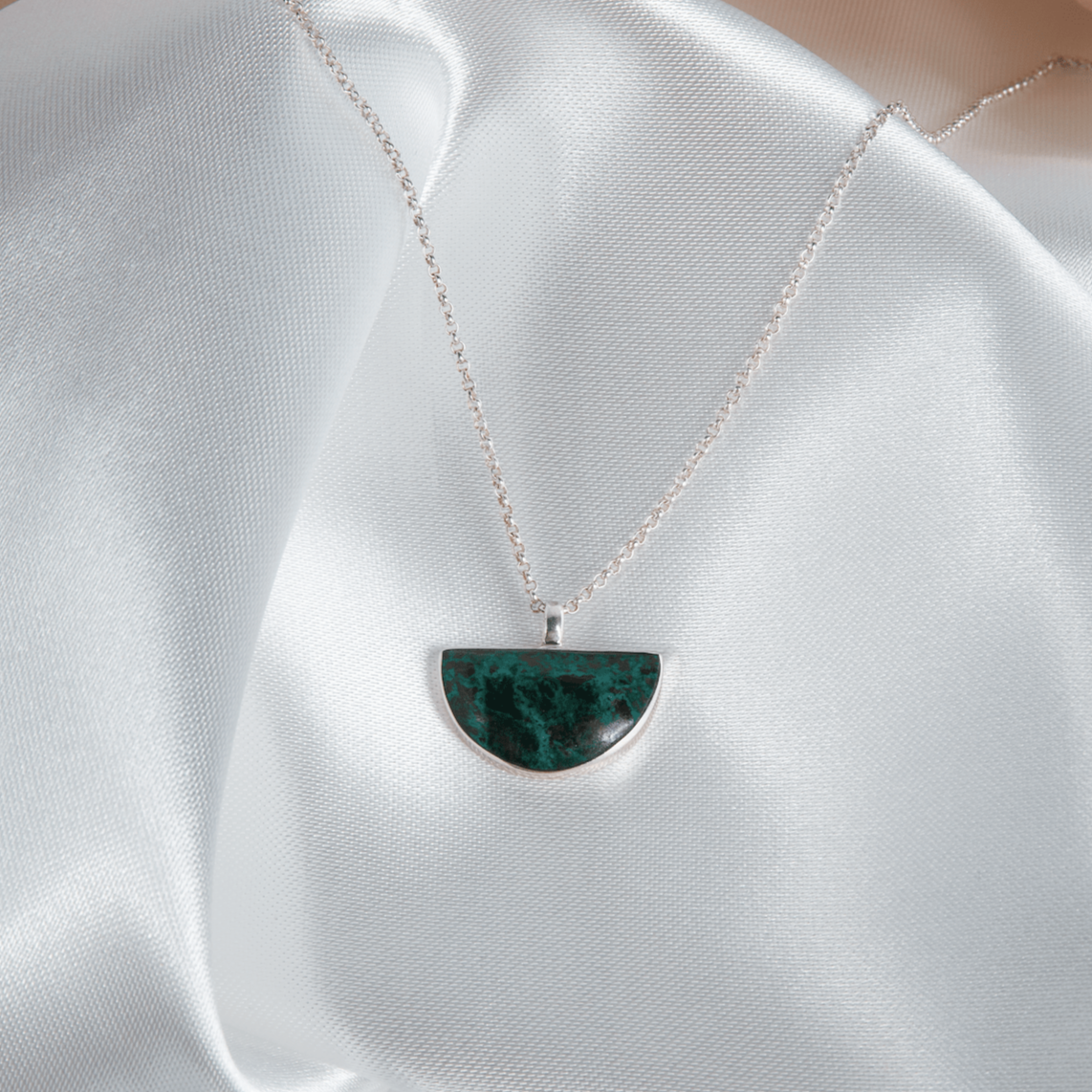 Chrysocolla and silver 950 necklace