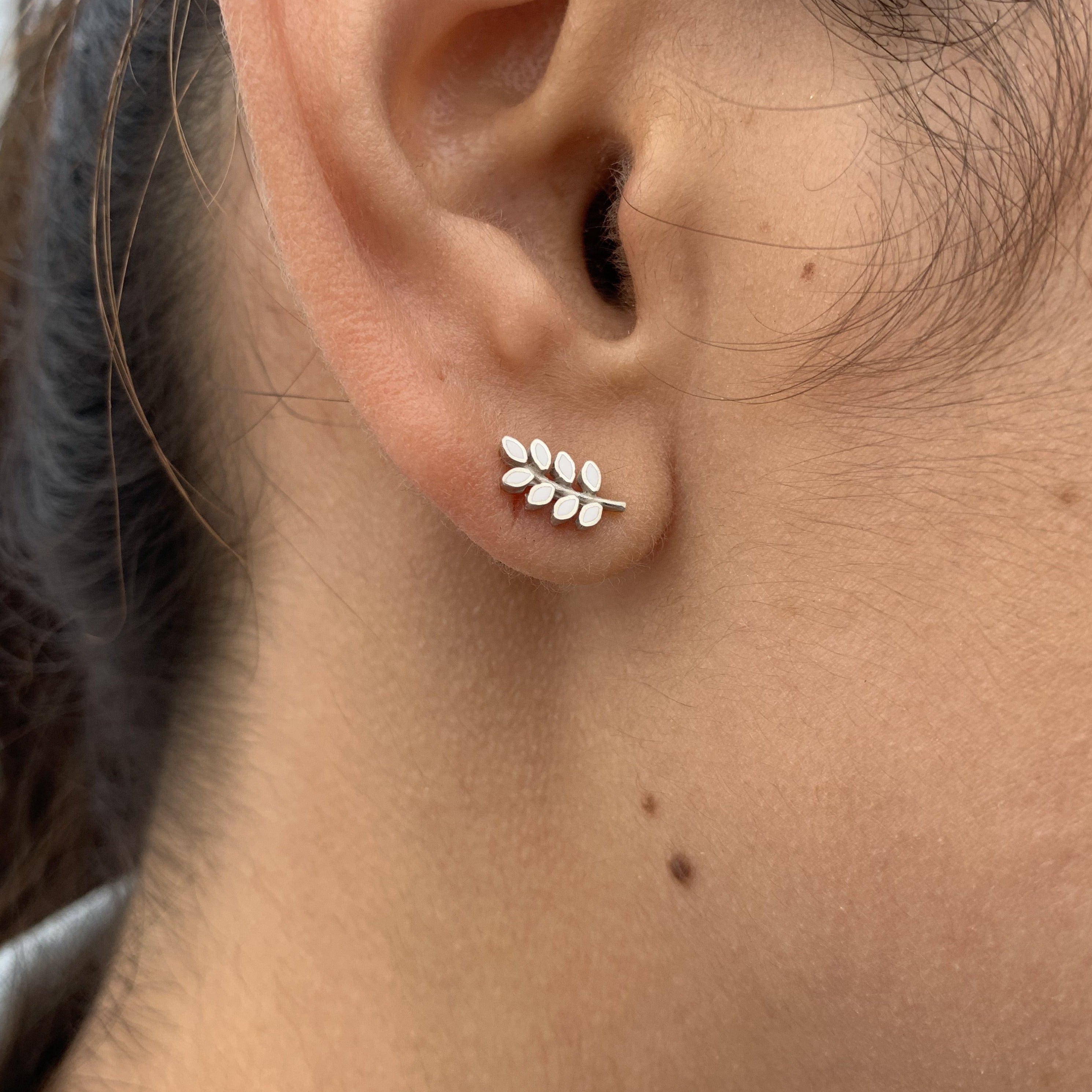 Leaf stud earrings Peruvian silver 950