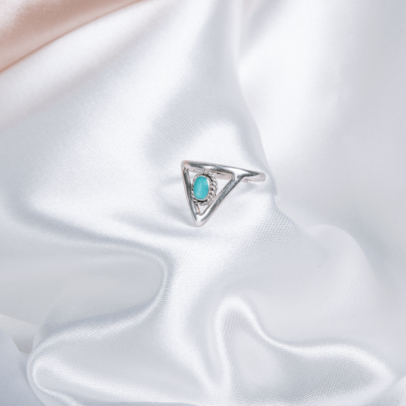 Triangular Amazonite and silver 950 adjustable ring