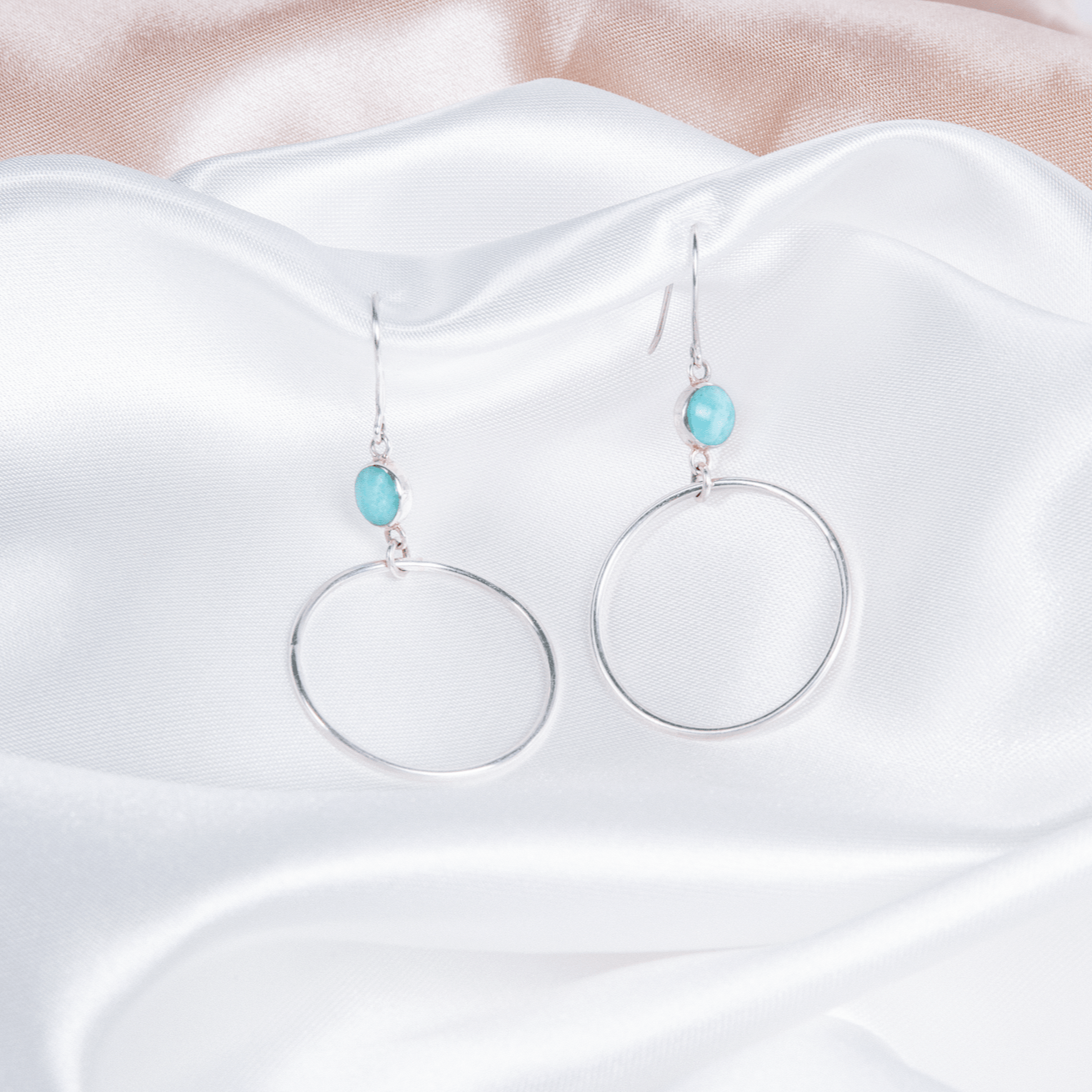 Amazonite and silver 950 circular earrings
