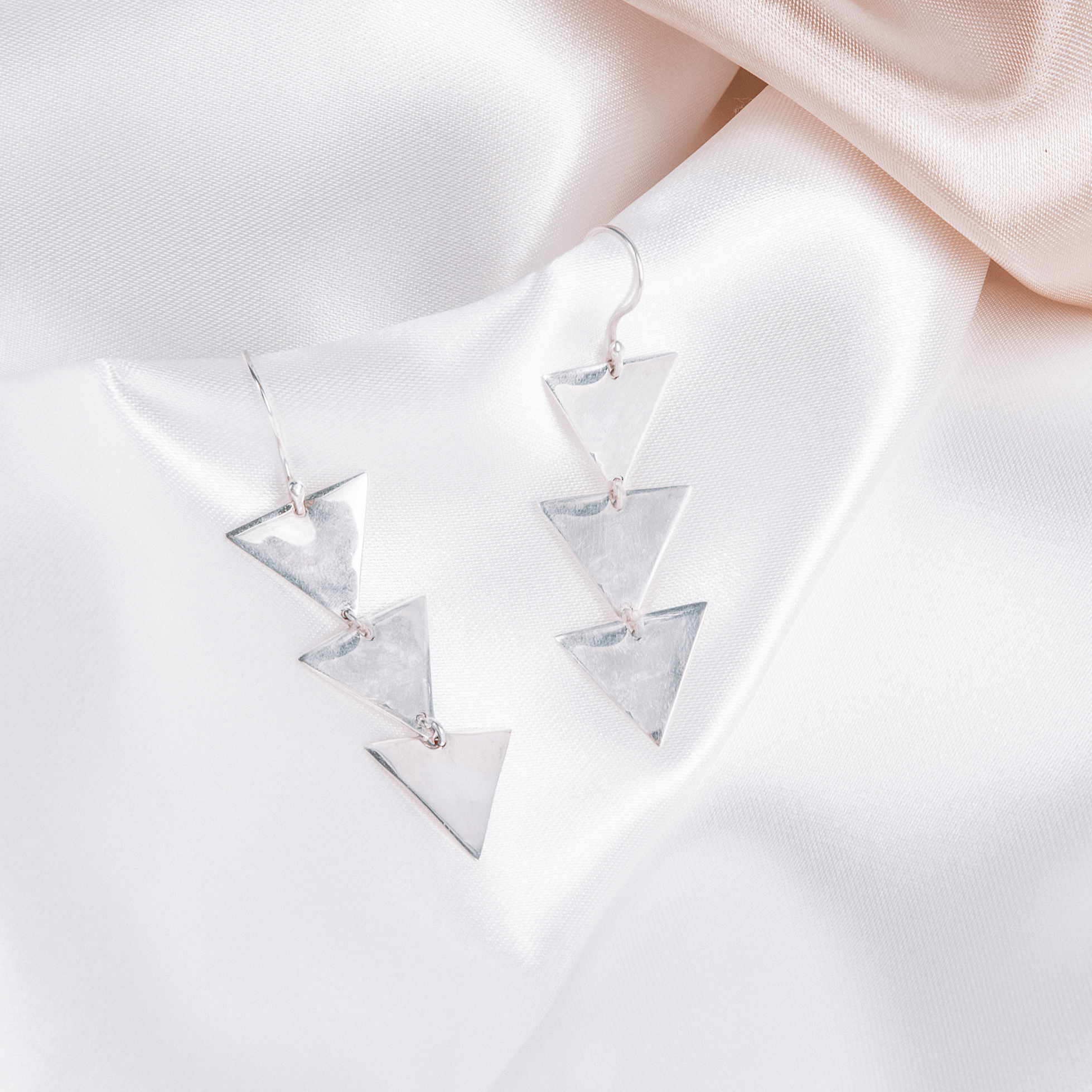 Three triangles silver 950 earrings