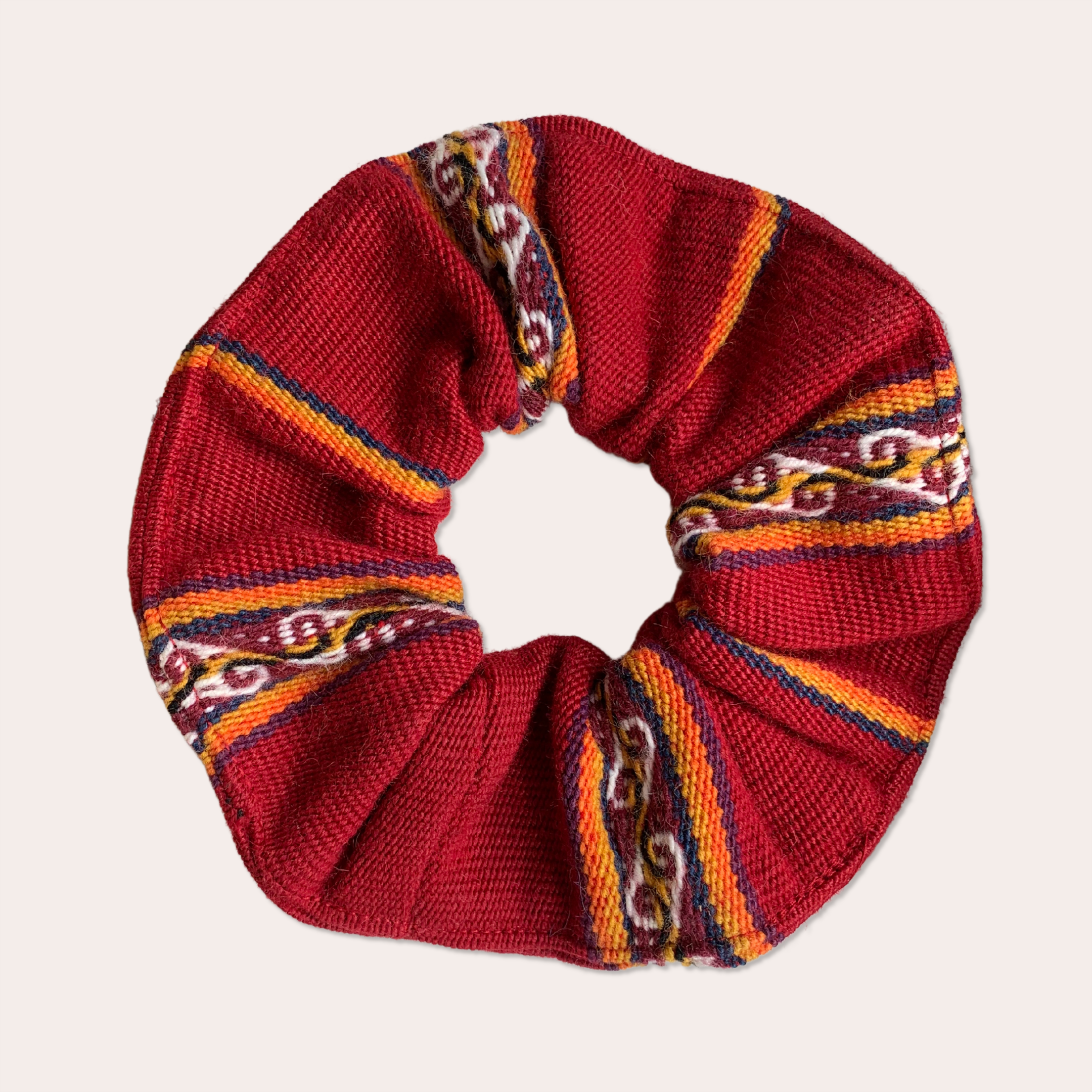 Oversized red Peruvian scrunchie
